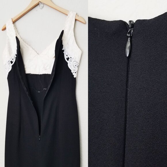 Vintage 1980's Scott McClintock Lace Applique Victorian Cocktail Maxi Dress Prom - Picture 7 of 14